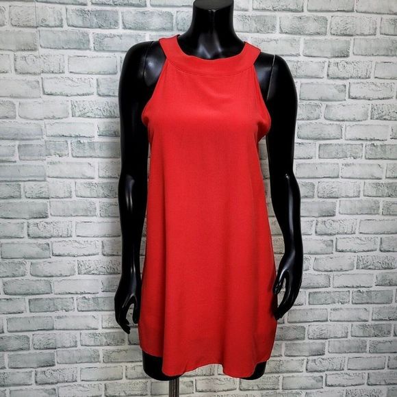 Feel the Piece Terre Jacobs XS/S Red Silk Sleeveless Halter Mini Cocktail Dress - Picture 1 of 6